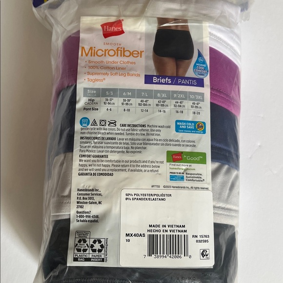 Hanes Women’s Tagless Briefs - Black, White, Purple, navy blue , grey - Picture 5 of 8